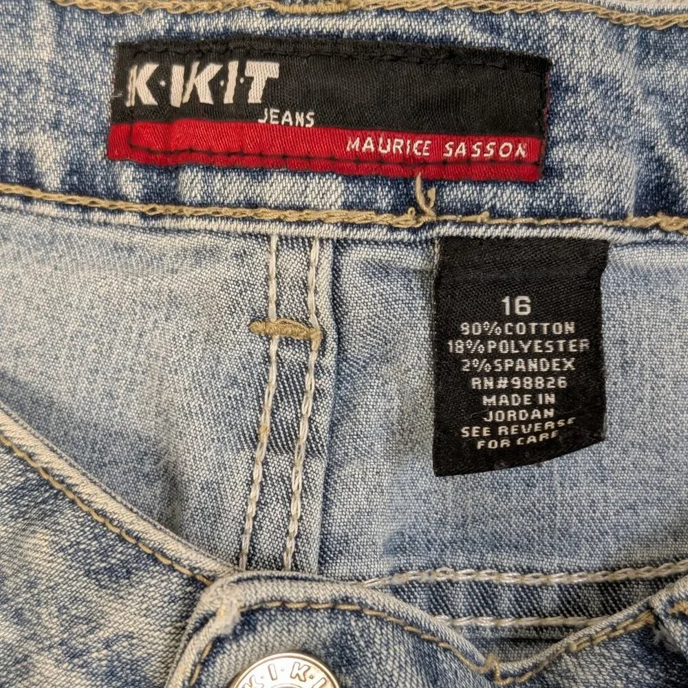 Kikit Maurice Sasson Women's Vintage Lightwash Denim Bootcut Jeans Size 16